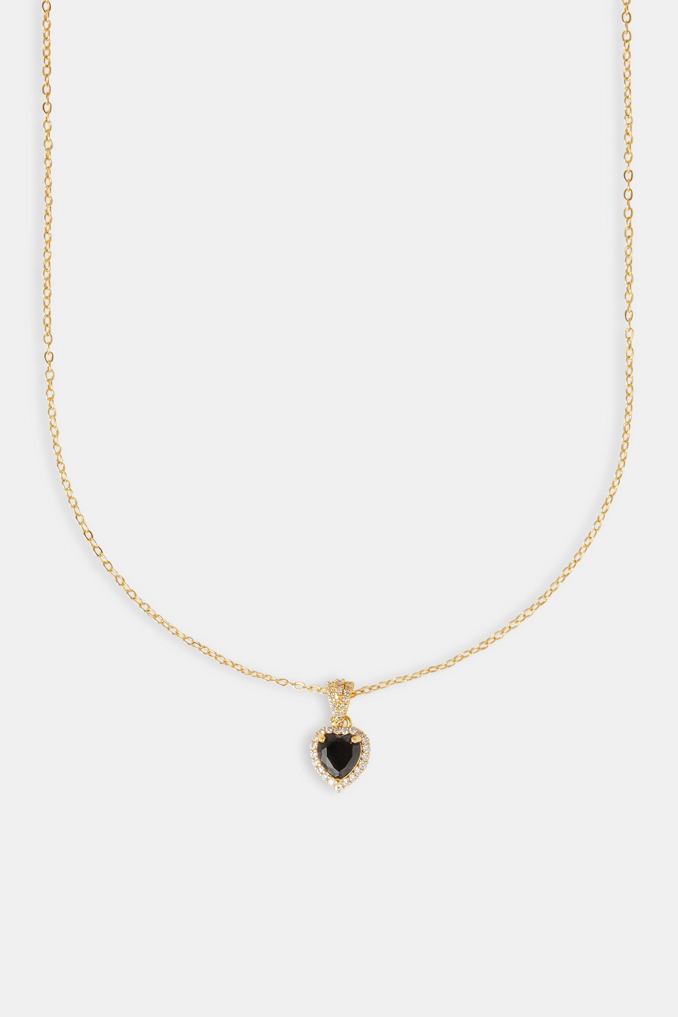 Black Heart Bezel Necklace - Gold - 10mm