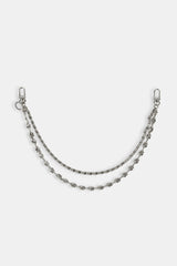 C Branded Double Layer Rose Motif Jean Chain - 10mm - White