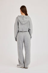 C Intarsia Cropped Zip Through Hoodie & Jogger – Grey