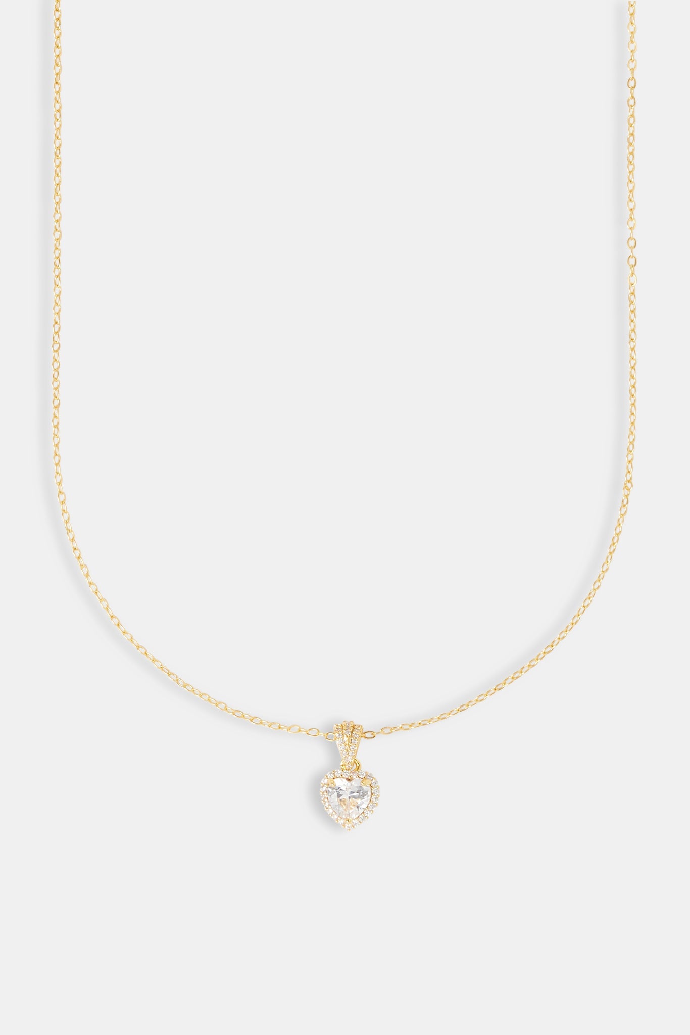 Clear Heart Bezel Necklace - Gold