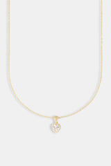 Clear Heart Bezel Necklace - Gold