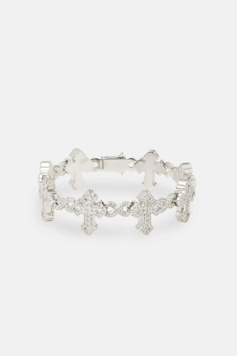 Iced Cross Baguette Bracelet - 20mm