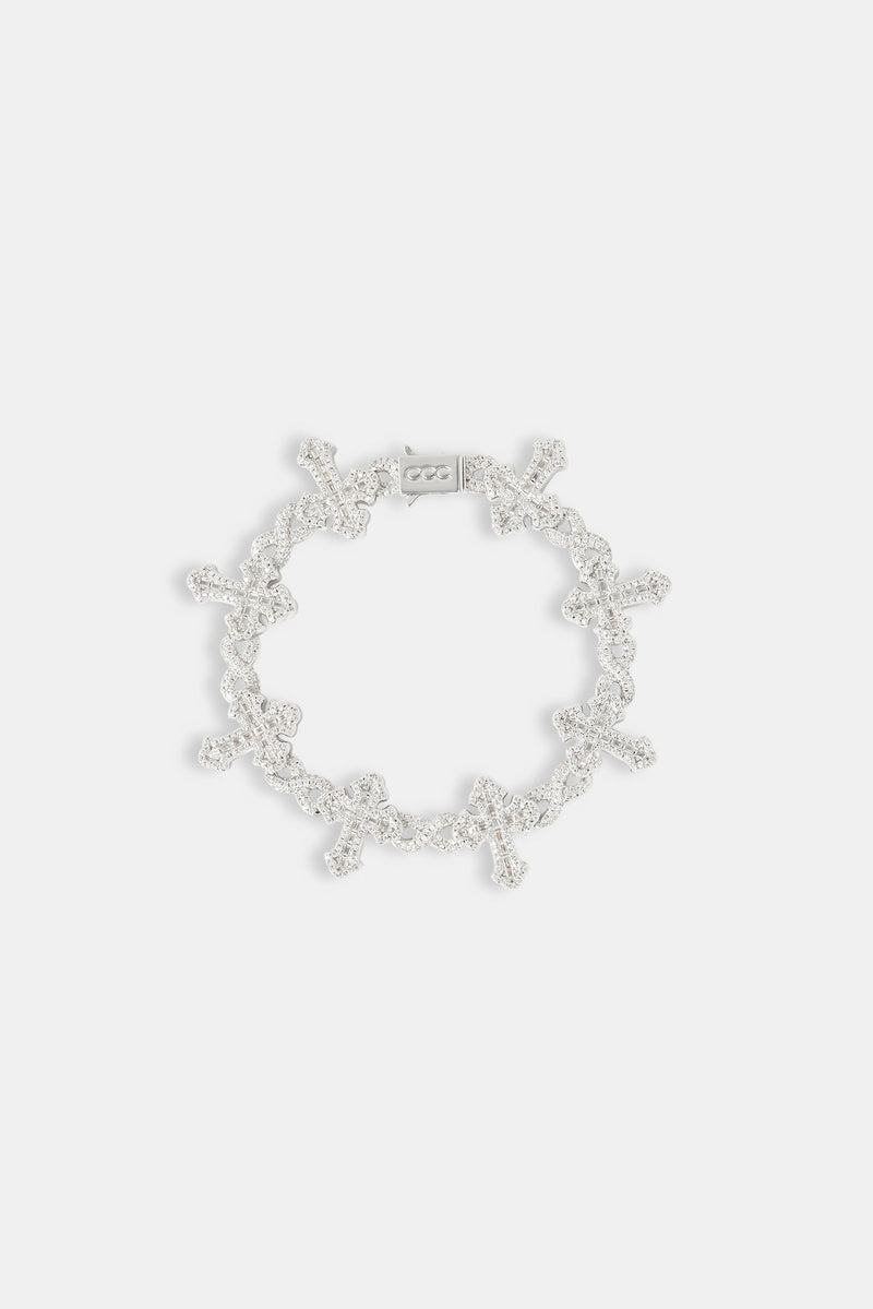 Iced Cross Baguette Bracelet - 20mm