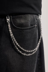 Polished Double Layer Cross Motif Jean Chain - 10mm - White