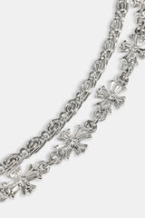 Polished Double Layer Cross Motif Jean Chain - 10mm - White