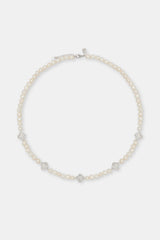 Freshwater Pearl Iced Motif Necklace - 6mm