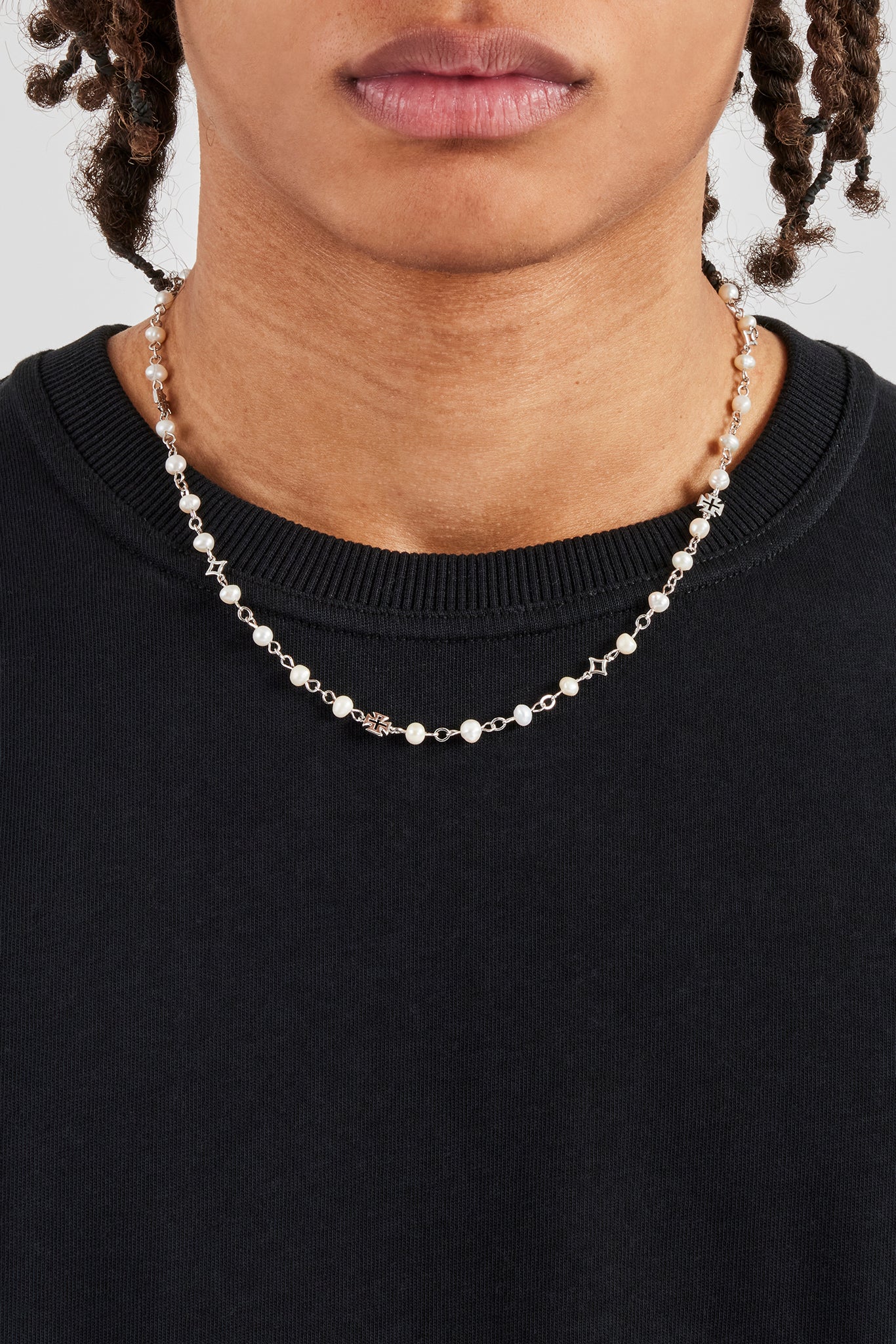 Freshwater Pearl Motif Outline Necklace - 4mm