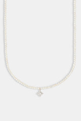 Iced Star Motif  Freshwater Pearl Necklace - 10mm