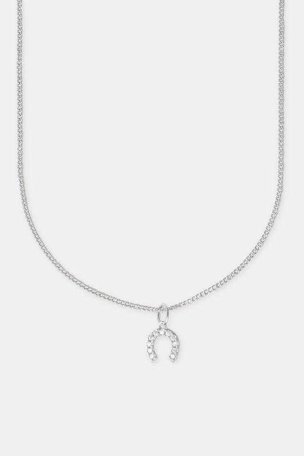 20mm Iced Horseshoe Necklace - White