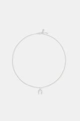 20mm Iced Horseshoe Necklace - White