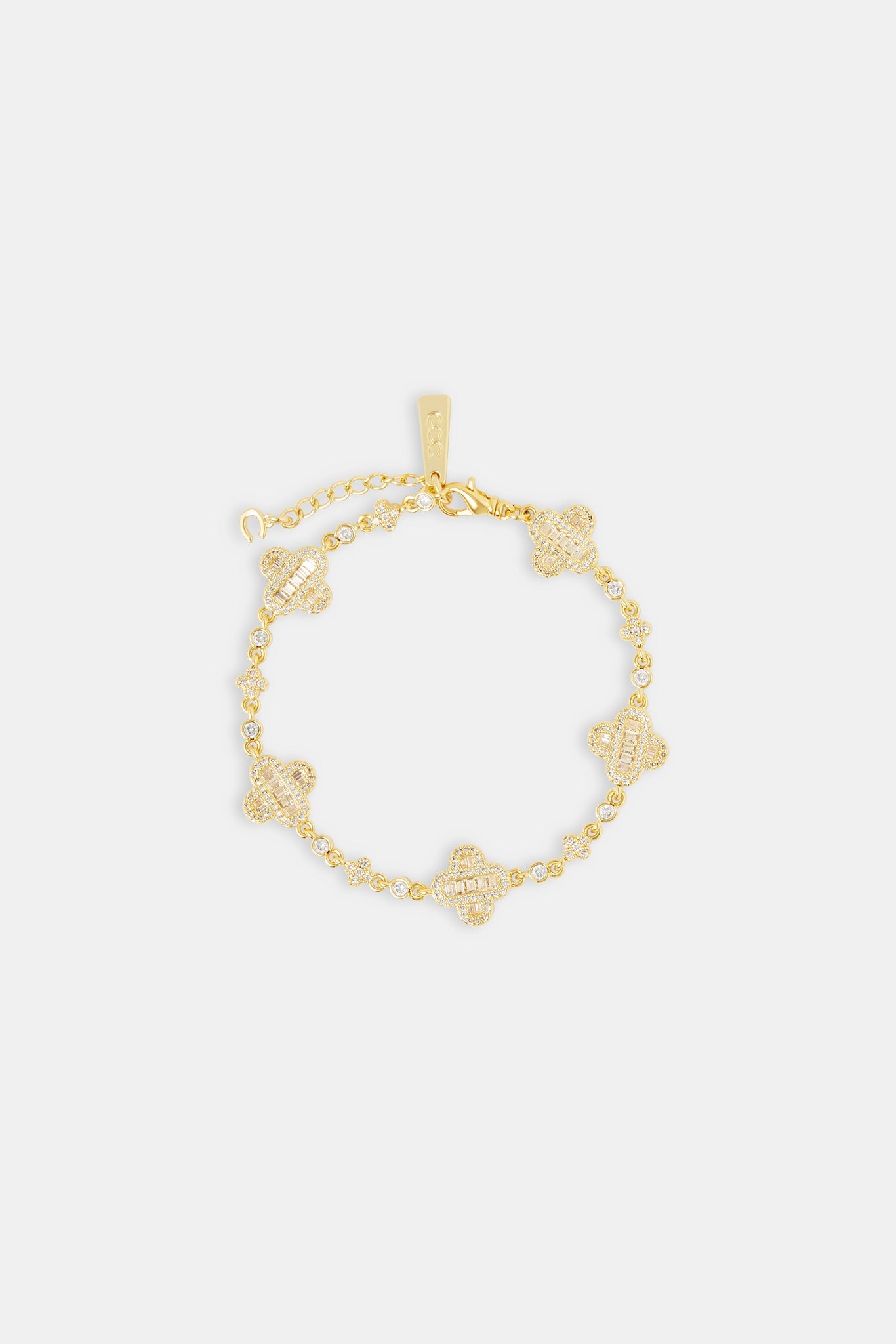 Women's Iced Baguette Motif Bracelet - 10mm - Gold