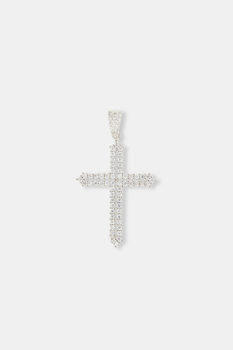 Iced Cross Outline Pendant - 40mm