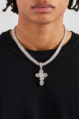 Iced Prayer Hand Cross Pendant