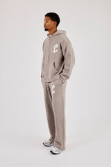 Mens C Knitted Zip Through Hoodie & Jogger - Stone
