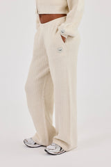 Waffle Knit Wide Leg Jogger - Oatmeal