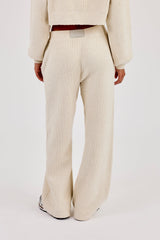 Waffle Knit Wide Leg Jogger - Oatmeal