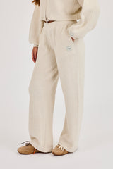 Waffle Knit Wide Leg Jogger - Oatmeal