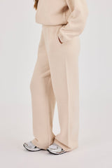 Knitted Wide Leg Jogger - Oatmeal