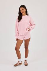 Lightweight Knitted Rib Sweatshirt & Micro Short – Baby Pink