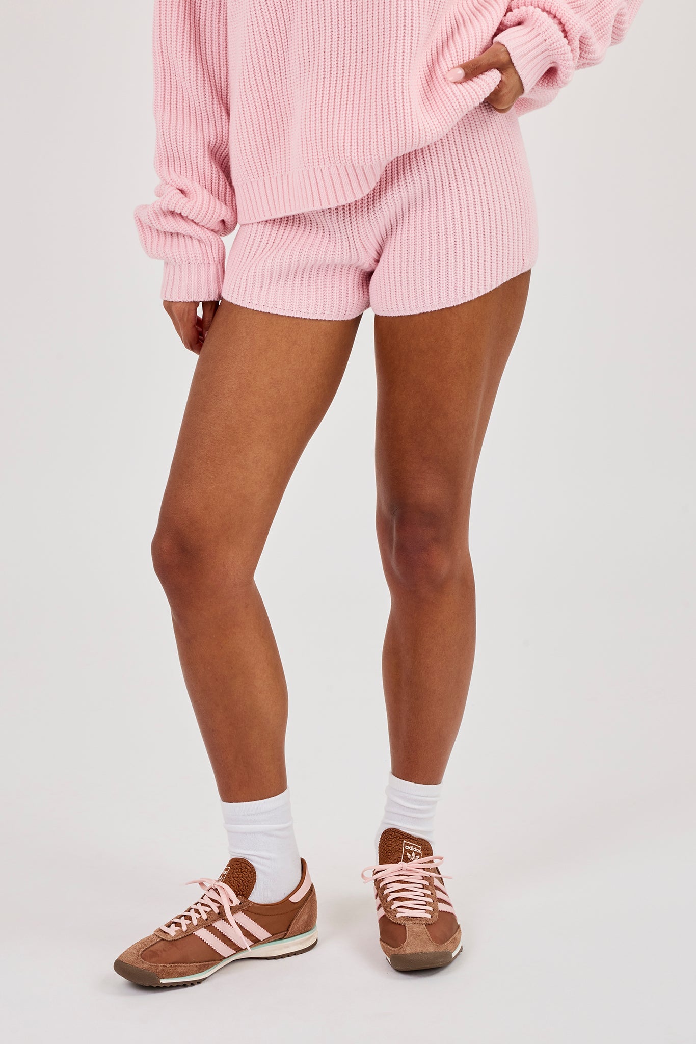 Lightweight Knitted Rib Micro Short  - Baby Pink