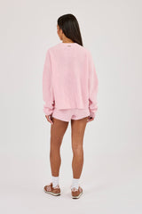Lightweight Knitted Rib Sweatshirt & Micro Short – Baby Pink
