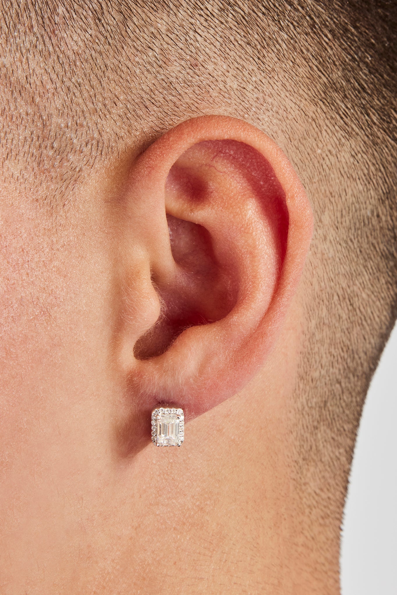 Moissanite Baguette Cluster Stud Earrings - 8mm