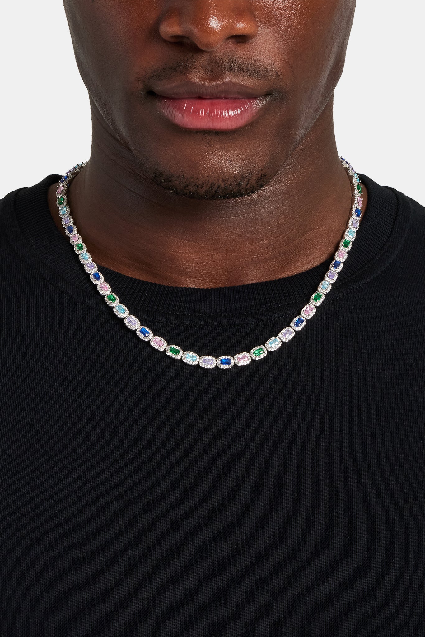 Multi Colour Iced Bezel Chain - 6mm