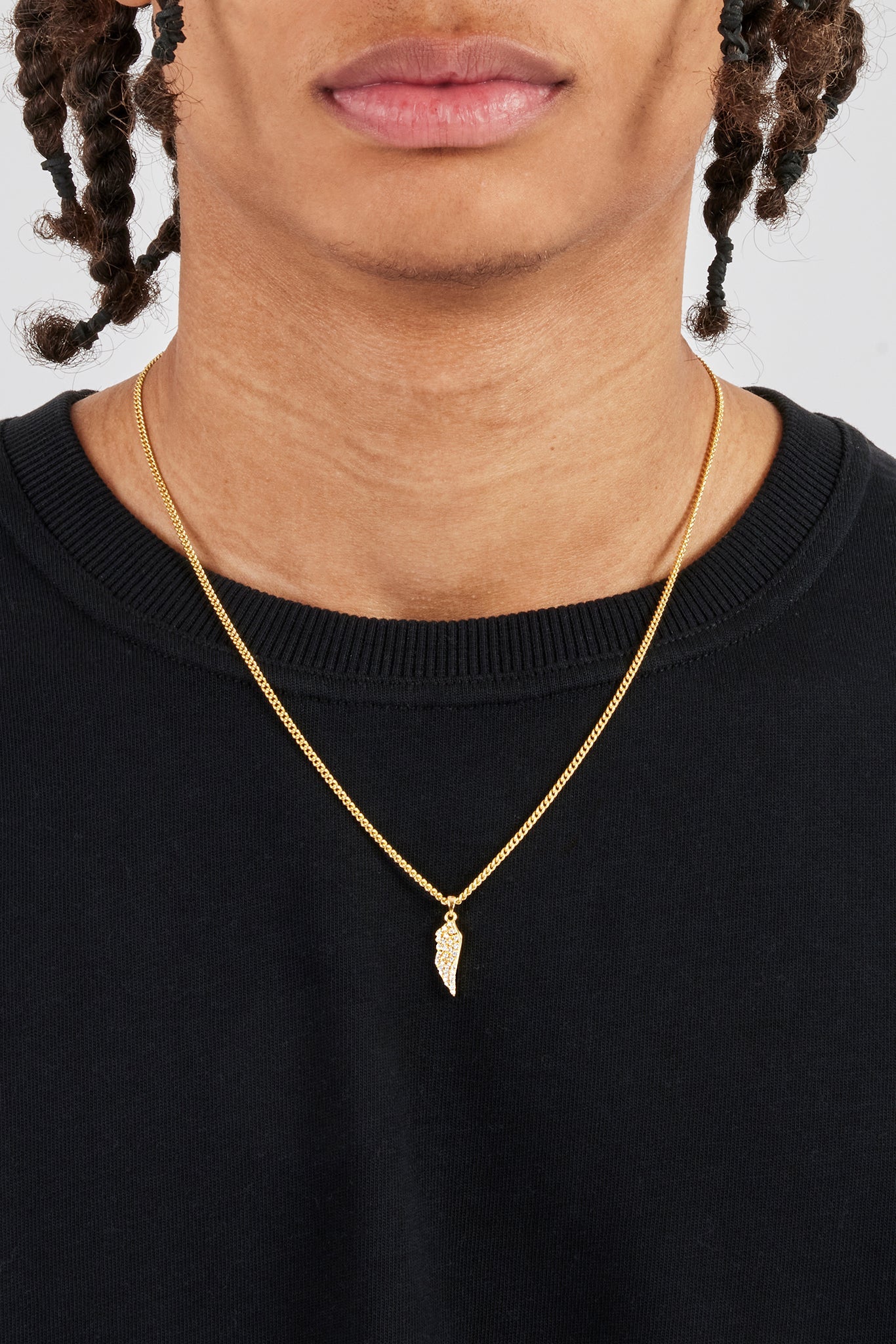 Micro Iced Angel Wing Necklace - 15mm - Gold