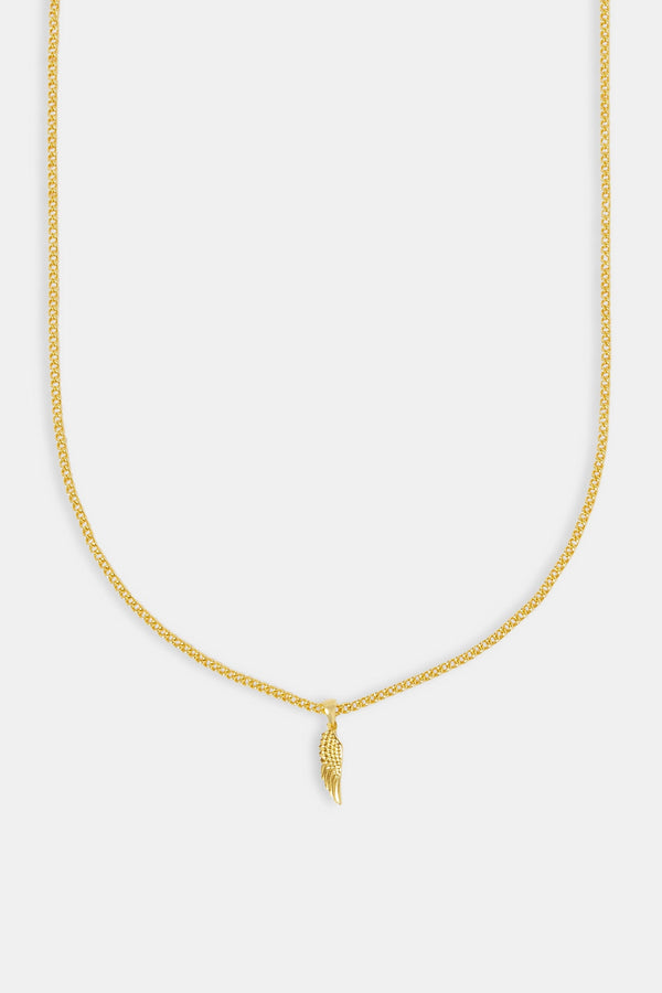 Micro Angel Wing Necklace - 15mm - Gold