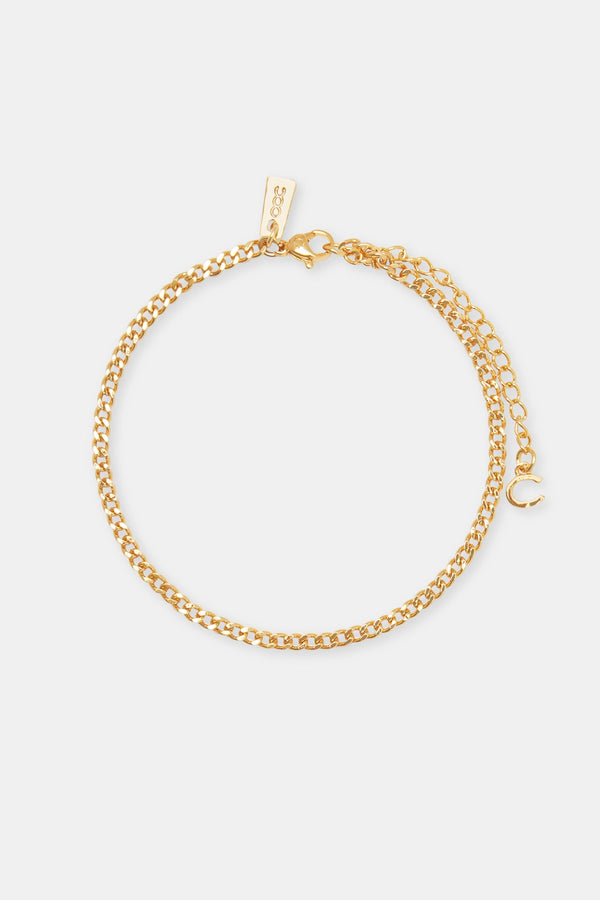 Micro Cuban Anklet - 3mm - Gold