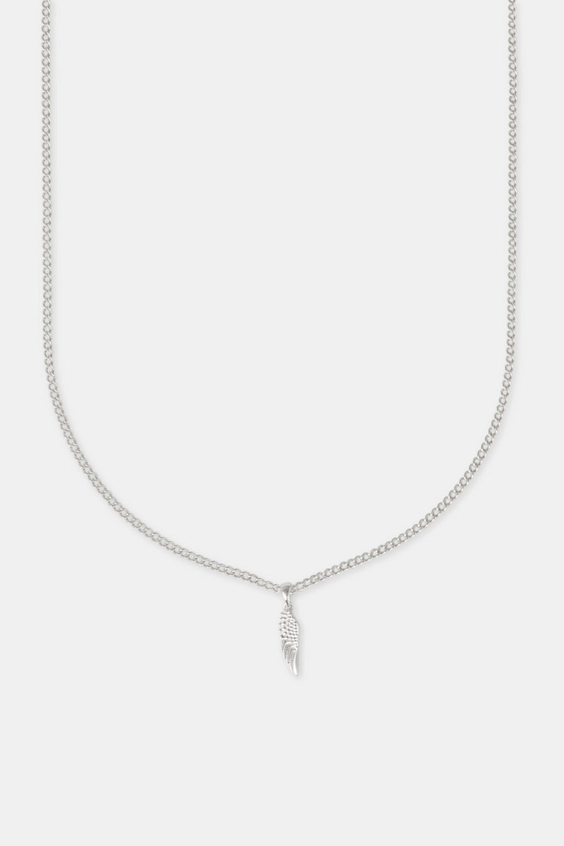 15mm Micro Angel Wing Necklace - White