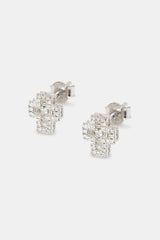 Moissanite Baguette Cross Studs - 8mm