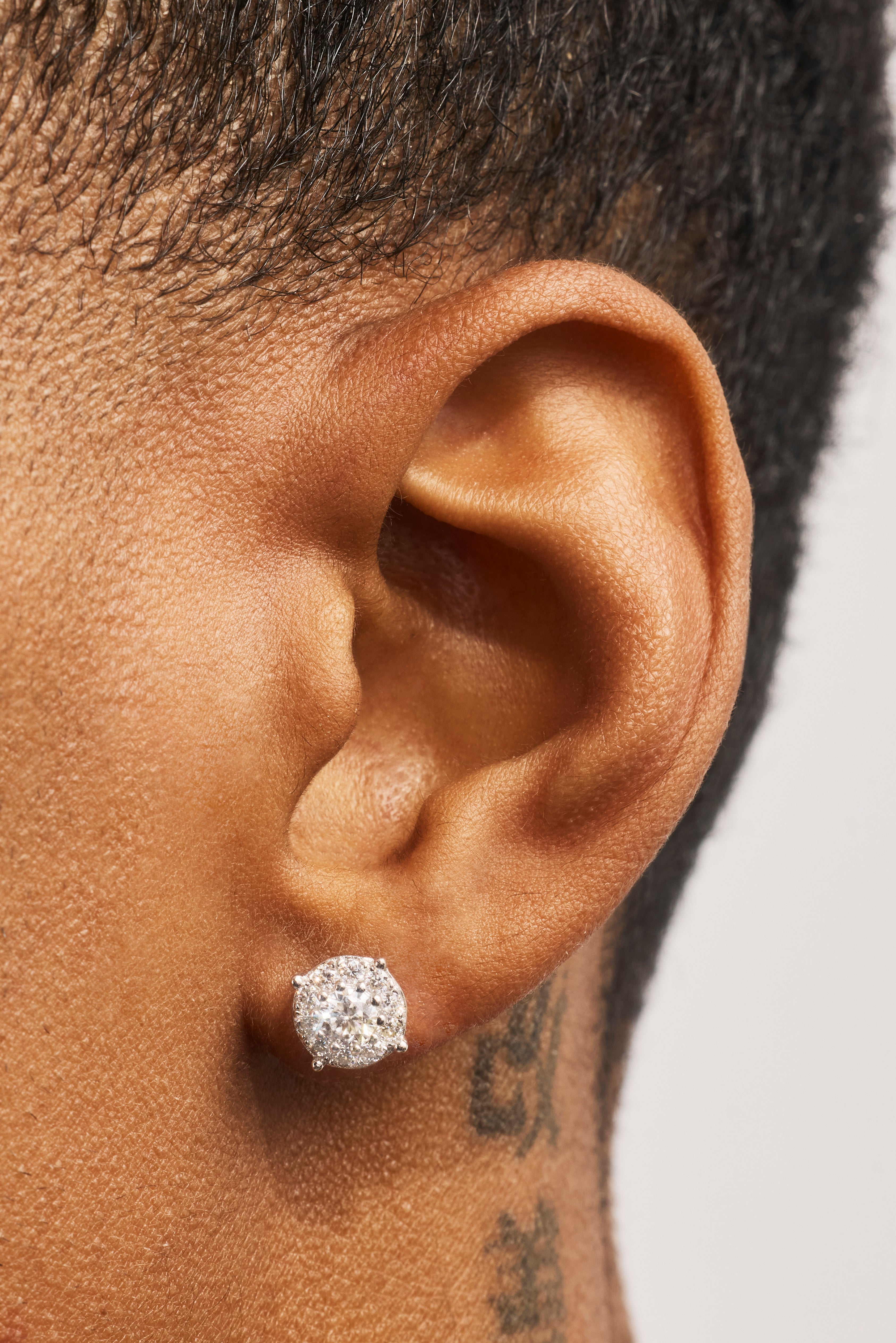 Moissanite Cluster Stud Earrings - 5.5mm - White