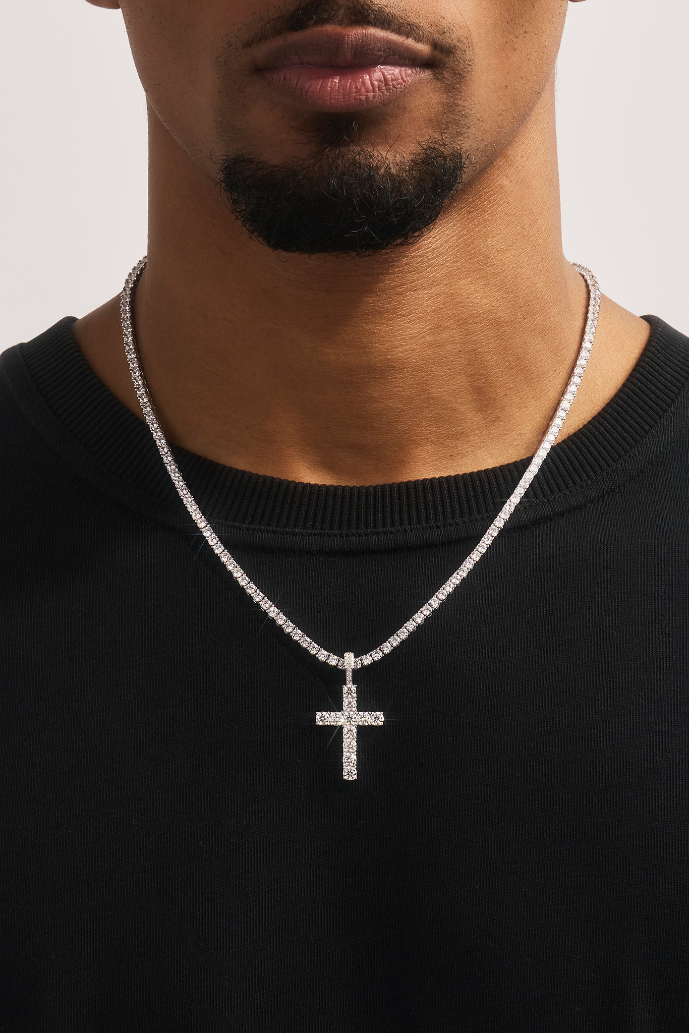 Moissanite Cross Pendant - 30mm