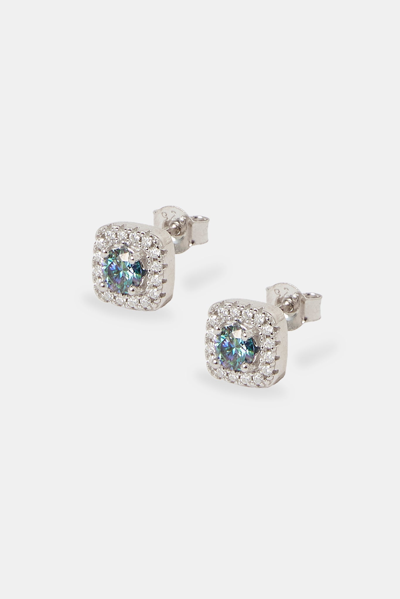 Moissanite Blue Cluster Stud Earrings - 7mm