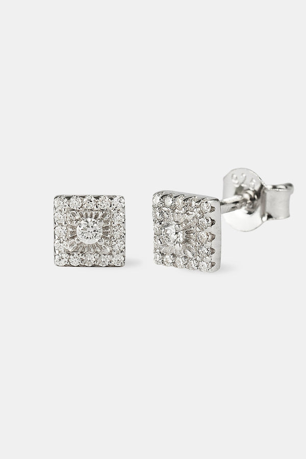 Moissanite Iced Centre Stud Earrings - 5mm