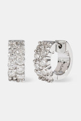 Moissanite Double Row Huggie Earrings - 12mm - White