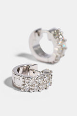 Moissanite Double Row Huggie Earrings - 12mm - White