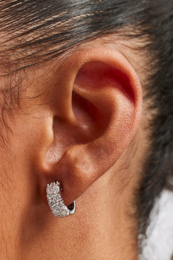 Moissanite Double Row Huggie Earrings - 12mm