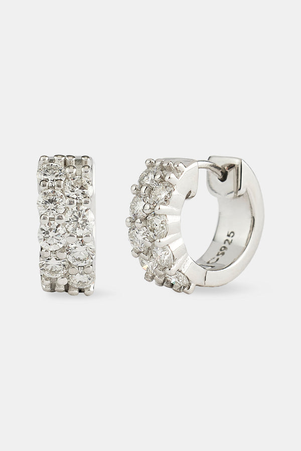 Moissanite Double Row Huggie Earrings - 12mm