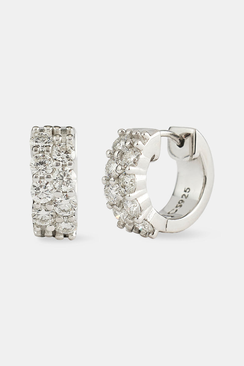 Moissanite Double Row Huggie Earrings - 12mm