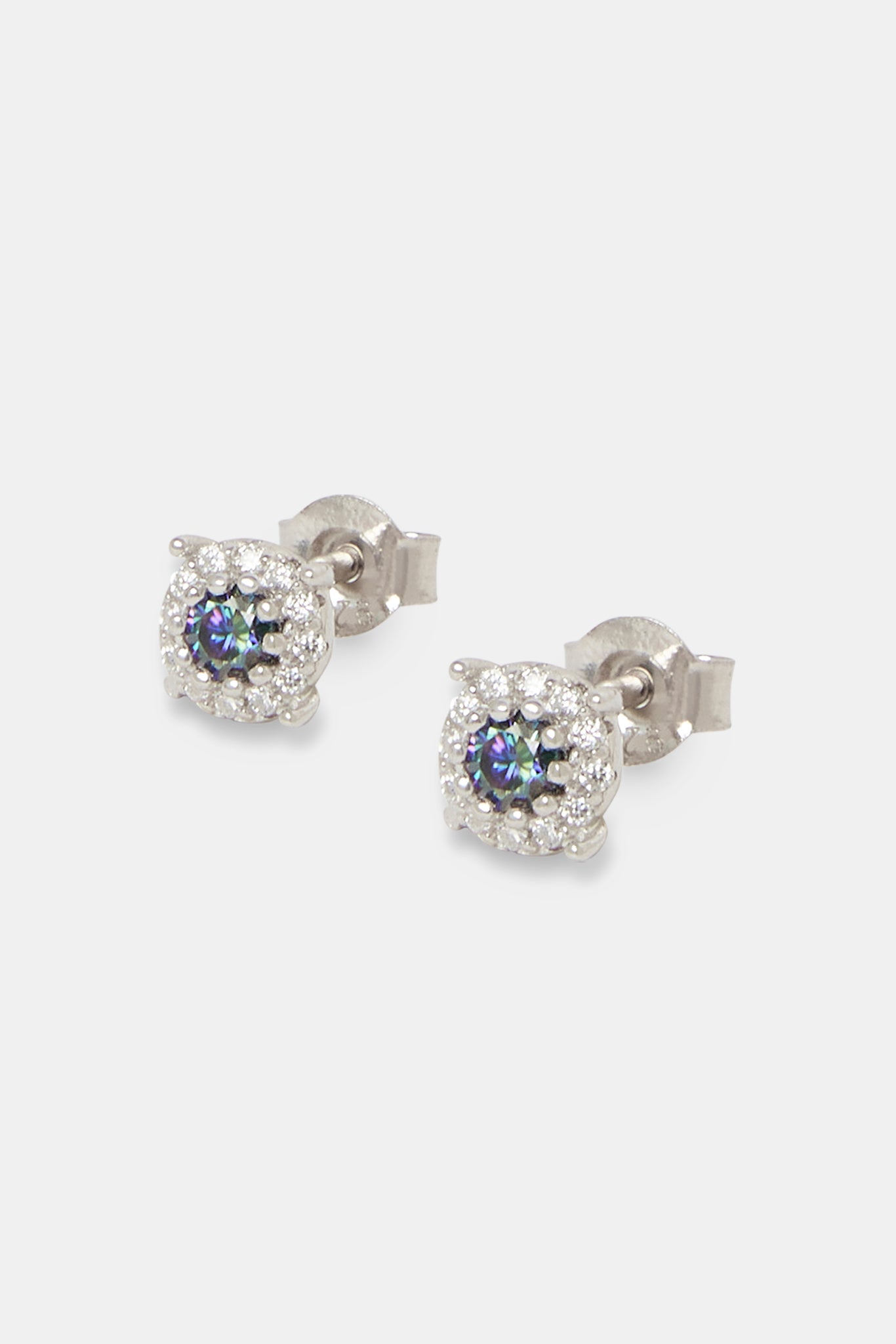 Moissanite Light Blue Cluster Stud Earrings - 5.5mm