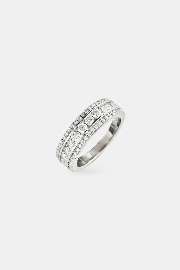 Moissanite Iced Layer  Ring - 8mm