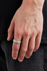 Moissanite Iced Layer  Ring - 8mm