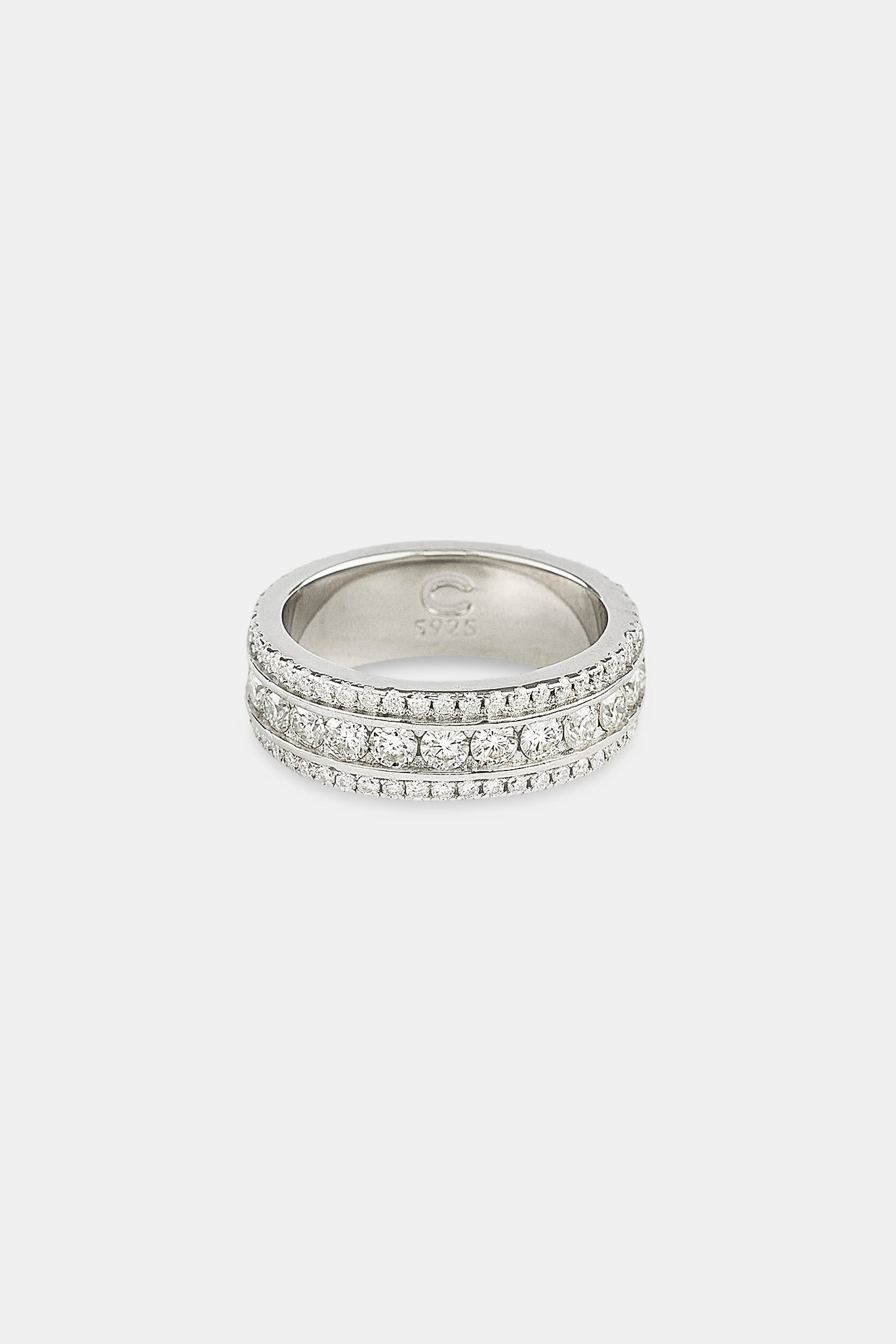 Moissanite Iced Layer  Ring - 8mm