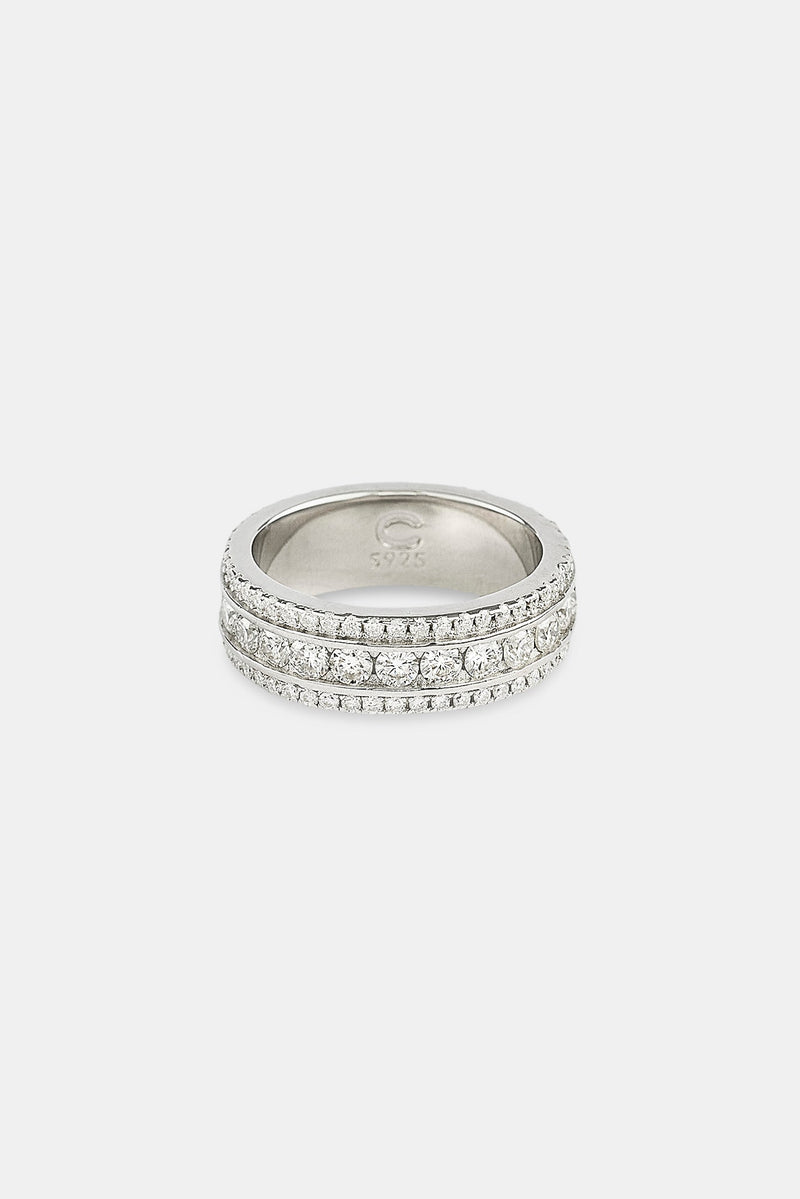 Moissanite Iced Layer  Ring - 8mm
