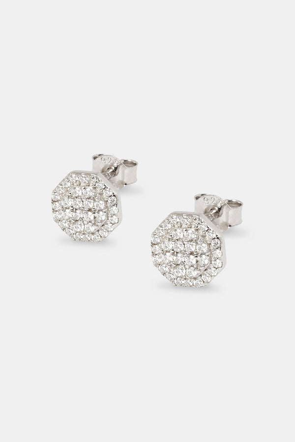Moissanite Shape Stud Earrings - 8mm