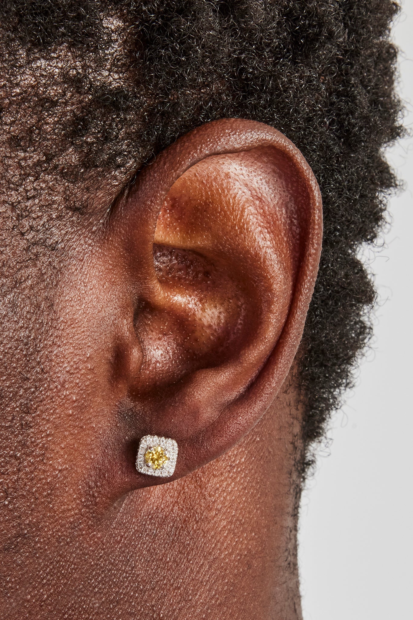 Moissanite Pale Yellow Cluster Stud Earrings - 7mm