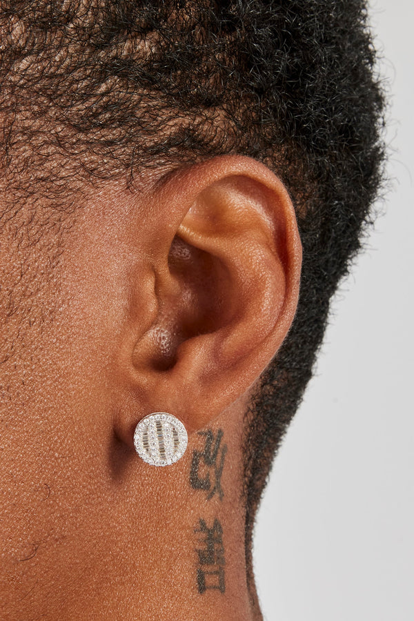 Moissanite Round Baguette Stud Earrings - 10mm