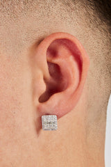 Moissanite Square Baguette Stud Earrings - 10mm